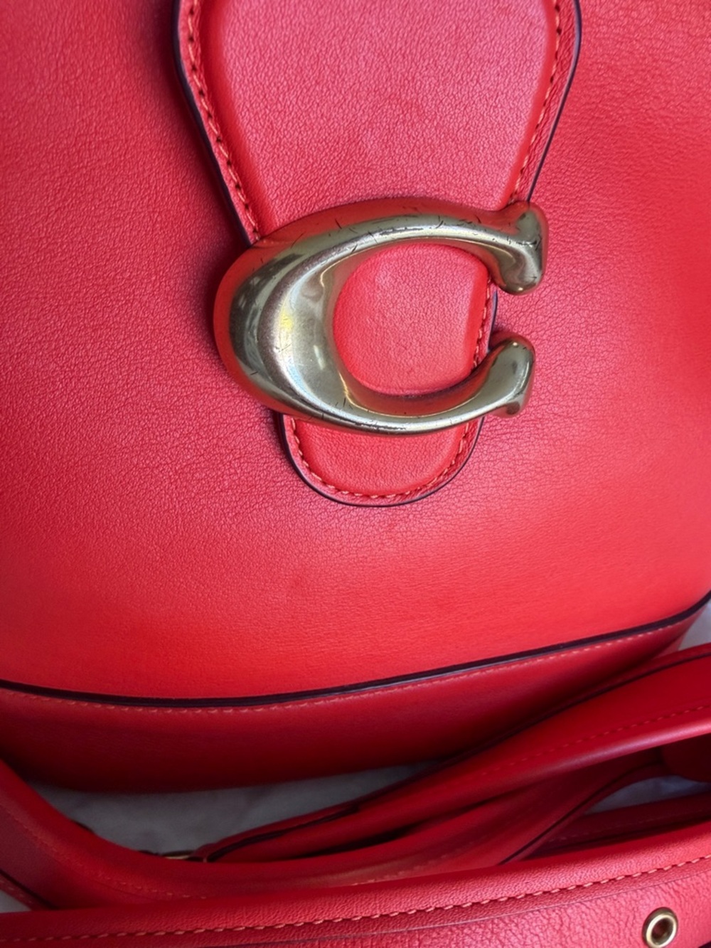 Coach Red Leather Tabby Shoulder Bag w/ Crossbody Strap - Picture 4 of 10